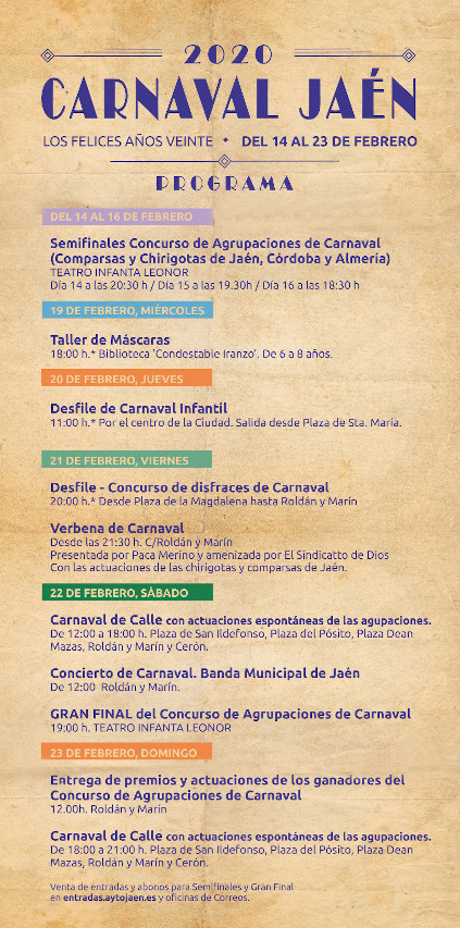 Programa de actividades Carnaval de Jan 2020