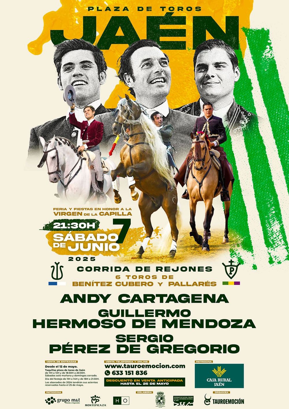 Corrida de rejones. Andy Cartagena, Guillermo Hermoso de Mendoza, Sergio Prez de Gregorio