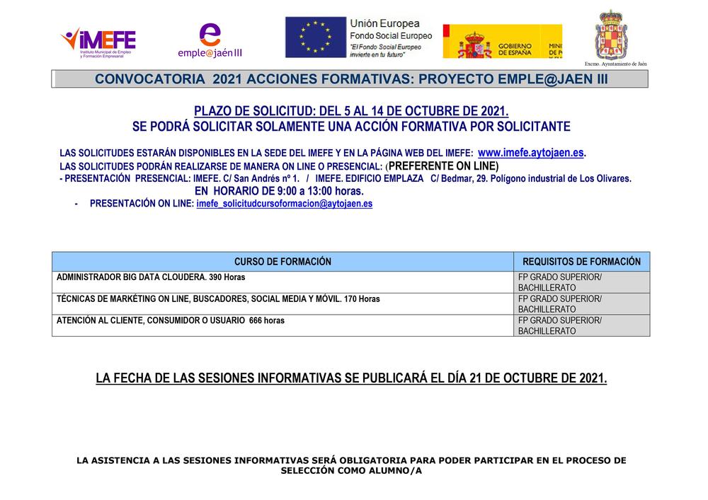 Ampliacin plazo cursos 3 convocatoria Empleajaen III.